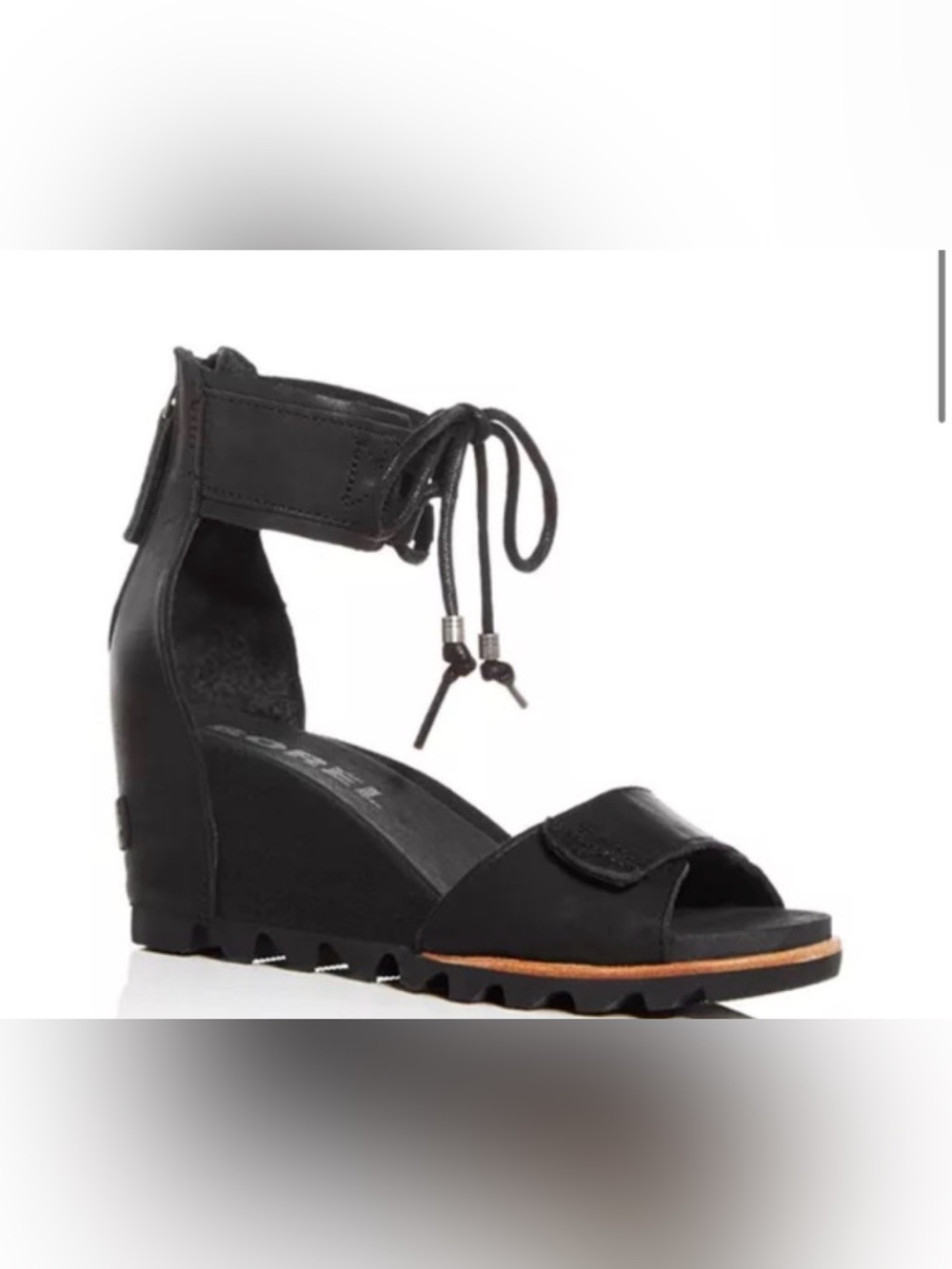 Sorel Black Lace Ankle Wedge Sandal